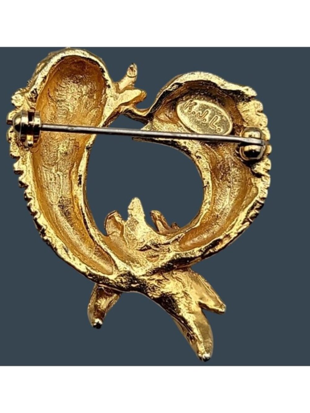KJL Zodiac Pisces Brooch Rhinestone Double Fish Rare Vintage Kenneth Jay Lane - Picture 5 of 12